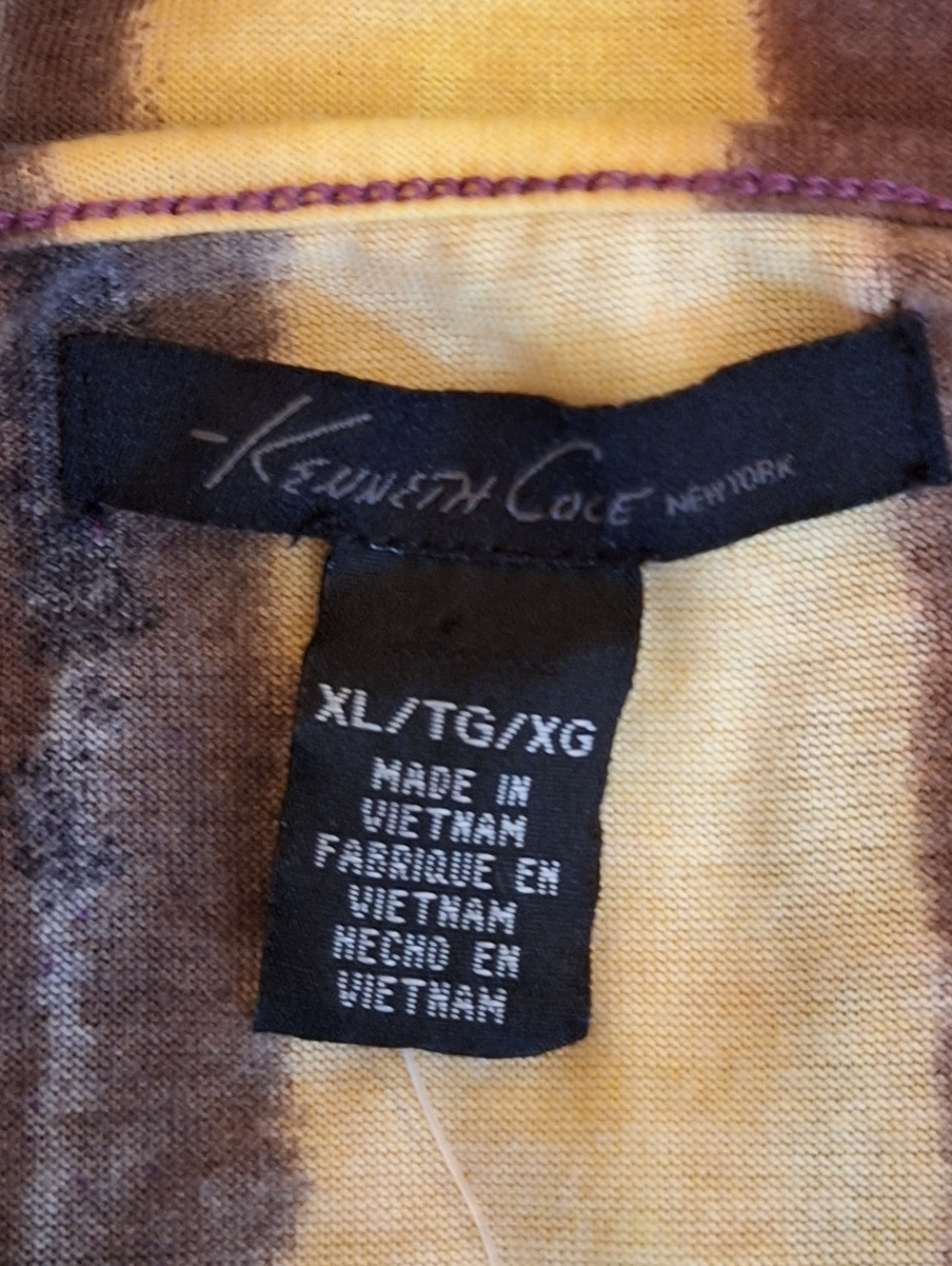 Kenneth Cole New York Yellow, Magenta & Brown Striped Tank. NWT Size XL - Picture 8 of 9